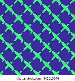 Seamless pattern of planes in the sky. Vector image of aircraft. Can be used for Wallpaper, fabrics, packaging.