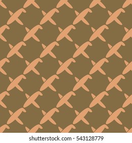 Seamless pattern of planes in the sky. Vector image of aircraft. Can be used for Wallpaper, fabrics, packaging.
