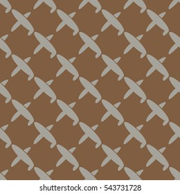 Seamless pattern of planes in the sky. Vector image of aircraft. Can be used for Wallpaper, fabrics, packaging.