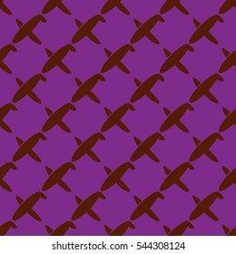Seamless pattern of planes in the sky. Vector image of aircraft. Can be used for Wallpaper, fabrics, packaging.