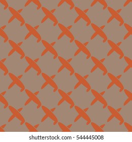 Seamless pattern of planes in the sky. Vector image of aircraft. Can be used for Wallpaper, fabrics, packaging.
