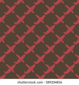 Seamless pattern of planes in the sky. Vector image of aircraft. Can be used for Wallpaper, fabrics, packaging.