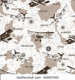 Seamless Pattern with Planes.Vector Illustration