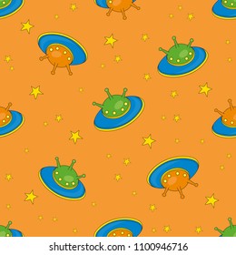 Seamless Pattern PLANET is Color Vector Illustration Magic Cartoon Picture for Scrapbooking Babybook Print Card and Album Photo