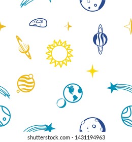 Seamless pattern. of the planet on white background 