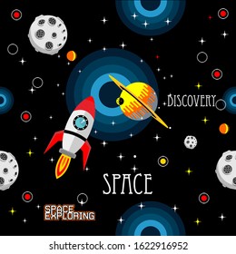Seamless pattern of planet in open space