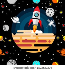 Seamless pattern of planet in open space