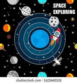 Seamless pattern of planet in open space