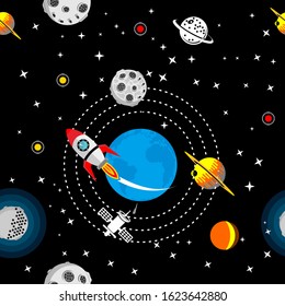 Seamless pattern of planet in open space