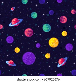 Seamless pattern of the planet and stars