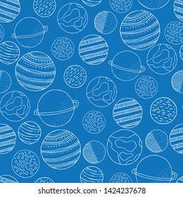 Seamless pattern with planets. Space kids background.