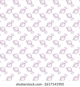 Seamless Pattern of Planets and Stars in Minimalistic Pink Design