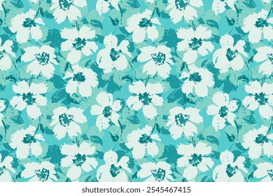 seamless pattern. Plant background for fashion, wallpapers, print. A lot of different flowers on the field. Liberty style millefleurs. Trendy floral design