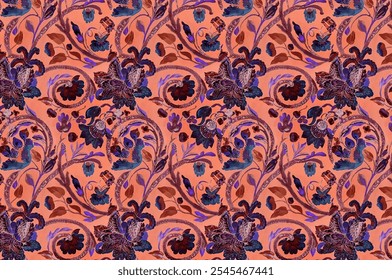 seamless pattern. Plant background for fashion, wallpapers, print. A lot of different flowers on the field. Liberty style millefleurs. Trendy floral design