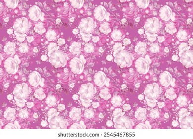 seamless pattern. Plant background for fashion, wallpapers, print. A lot of different flowers on the field. Liberty style millefleurs. Trendy floral design