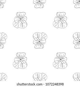 Seamless pattern. Plant in blossom, branch with flower ink sketch. Template for a business card, banner, poster, notebook, invitation, color book. Vector illustration for your design