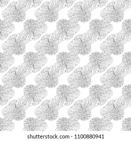 Seamless pattern. Plant in blossom, branch with flower ink sketch. Template for a business card, banner, poster, notebook, invitation, color book. Vector illustration for your design