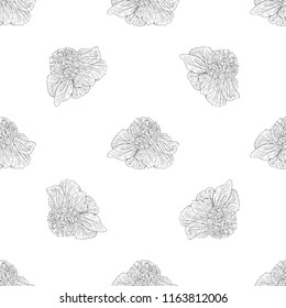 Seamless pattern. Plant in blossom, branch with flower ink sketch. Template for a business card, banner, poster, notebook, invitation, color book. Vector illustration for your design