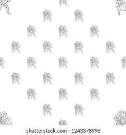 Seamless pattern. Plant in blossom, branch with flower ink sketch. Template for a business card, banner, poster, notebook, invitation, color book. Vector illustration for your design