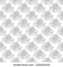Seamless pattern. Plant in blossom, branch with flower ink sketch. Template for a business card, banner, poster, notebook, invitation, color book. Vector illustration for your design