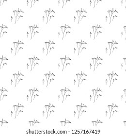 Seamless pattern. Plant in blossom, branch with flower ink sketch. Template for a business card, banner, poster, notebook, invitation, color book. Vector illustration for your design