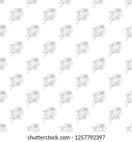 Seamless pattern. Plant in blossom, branch with flower ink sketch. Template for a business card, banner, poster, notebook, invitation, color book. Vector illustration for your design
