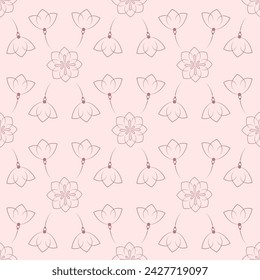 Seamless pattern. Plant in blossom. Template for a business card, banner, poster, notebook, invitation, wallpaper.