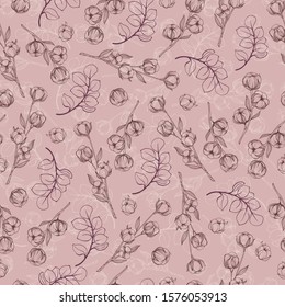 
Seamless pattern with plant branches