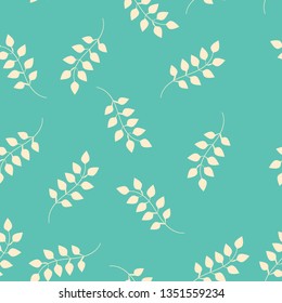 Seamless pattern with plant elements. Background with branches with leaves. Art can be used for wallpaper, packing, printing. Summer print. 