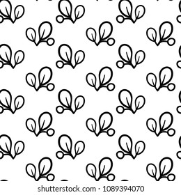 Seamless pattern with plant elements in the form of stylized leaves.