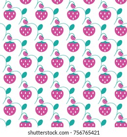 Seamless pattern with plant elements. Nature berries background.