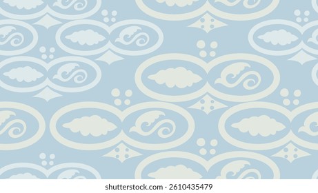 Seamless pattern of plant elements, reminiscent of Old Russian painting.