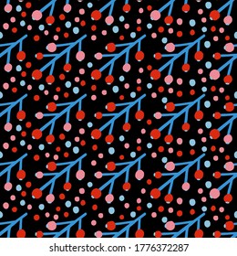 Seamless pattern plant flower abstract. Naive hand drawn design. Ornament for home decor, fabric, textile.Vector illustration.
