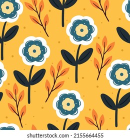 nahtlose Muster-Pflanze und Blume. botanische Tapete mit süßer Illustration
