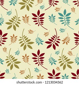 Seamless pattern with plant pattern from leaves.
