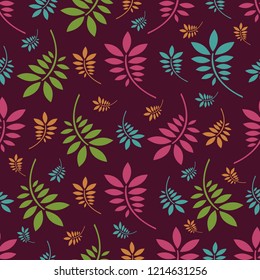 Seamless pattern with plant pattern from leaves.

