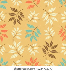 Seamless pattern with plant pattern from leaves.

