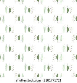 Patrón sin foco con hojas de planta. Estilo minimalista con elementos de hierbas. Textura vectorial decorativa moderna. 
