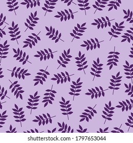 Seamless pattern of a plant. Lilac background, purple leaves. The print is well suited for Wallpaper .