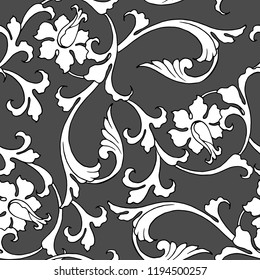 seamless pattern with plant ornament in classical style