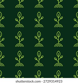 Nahtloses Muster mit Pflanzensprossen. Design des Gartenhintergrunds. Flache Vektorgrafik