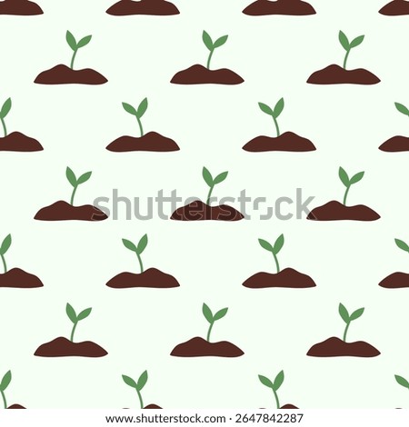 Seamless pattern with plant sprout. Garden background. Vector flat illustration.