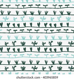 Seamless pattern with plant, sprout, sprouts, seeds