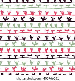 Seamless pattern with plant, sprout, sprouts, seeds