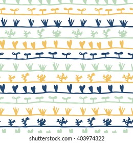 Seamless pattern with plant, sprout, sprouts, seeds
