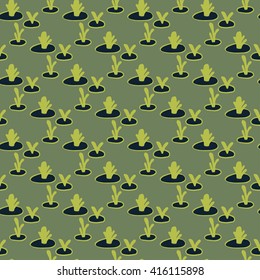Seamless pattern with plant, sprout, sprouts, seeds