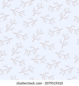 Seamless pattern of plants in boho or scandinavian style. Christmas items with winter elements and holiday wishes. Winter vector illustration on white background.