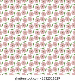 Seamless pattern with plants, branch, wild flowers and leaves as a creative backdrop texture for fabric, wrapping, textile, wallpaper, apparel and others.	