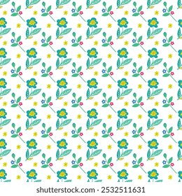 Seamless pattern with plants, branch, wild flowers and leaves as a creative backdrop texture for fabric, wrapping, textile, wallpaper, apparel and others.	