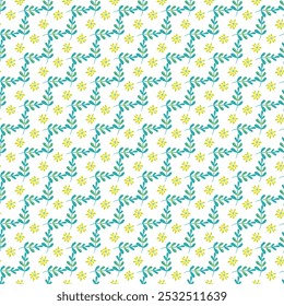 Seamless pattern with plants, branch, wild flowers and leaves as a creative backdrop texture for fabric, wrapping, textile, wallpaper, apparel and others.	